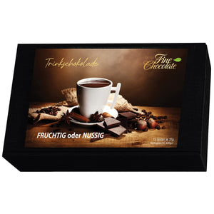 
                  
                    Trinkschokolade Kakao Geschenk-Set | 12x italienische heiße Schokolade + gratis Trinkglas
                  
                