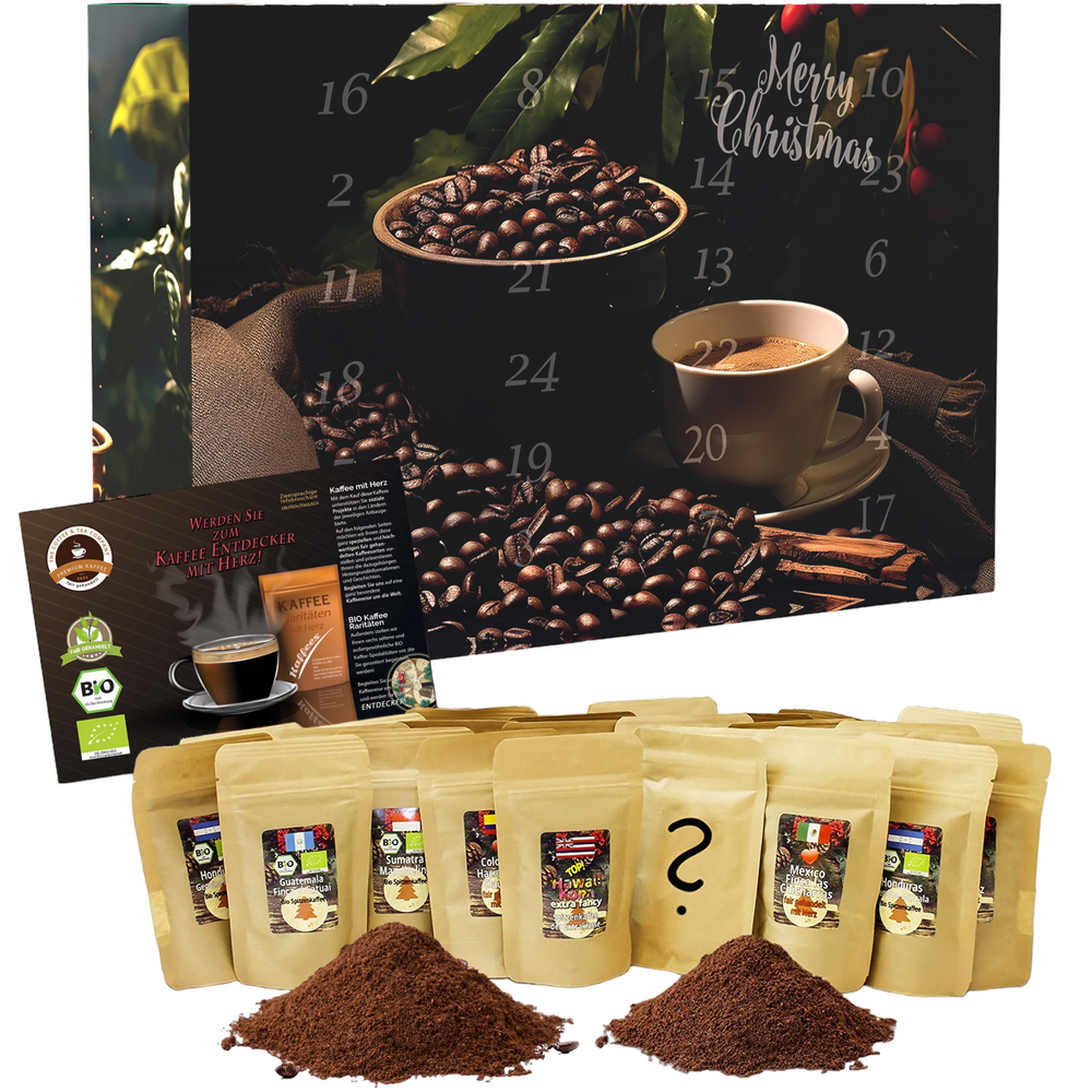 
                  
                    Kaffee-Adventskalender "Bio/Fair" 2025 mit 24 Biologischen, Raritäten- und Fair gehandelten Kaffees aus aller Welt
                  
                