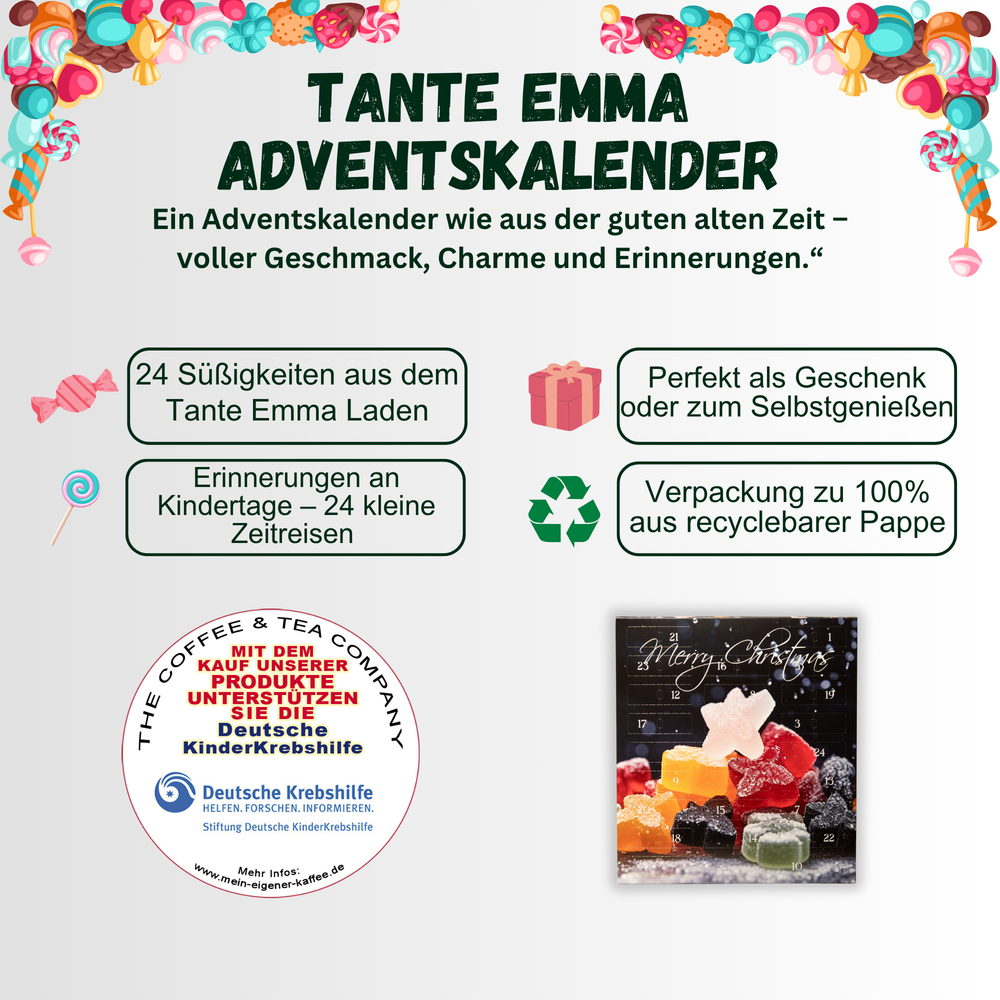 
                  
                    Tante Emma's Süßigkeiten Adventskalender 2025 | 24x bekannte & beliebte Retro Candy aus dem Tante Emma Laden
                  
                