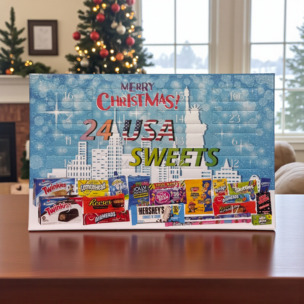
                  
                    USA Candy Adventskalender 2025 | 24x amerikanische Candy & Sweets | Amerika Weihnachts-Kalender mit Süßigkeiten aus den Staaten
                  
                