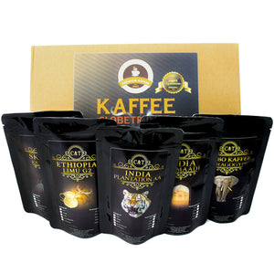 
                  
                    Kaffee Globetrotter Raritäten Box - "Seltene teure Kaffees" Geschenkset mit Info-Broschüre
                  
                