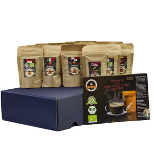 
                  
                    Kaffee-Set Bio/Fair 13 Sorten mit 13 Biologischen, Raritäten- und Fair gehandelten Kaffees plus Überraschung
                  
                