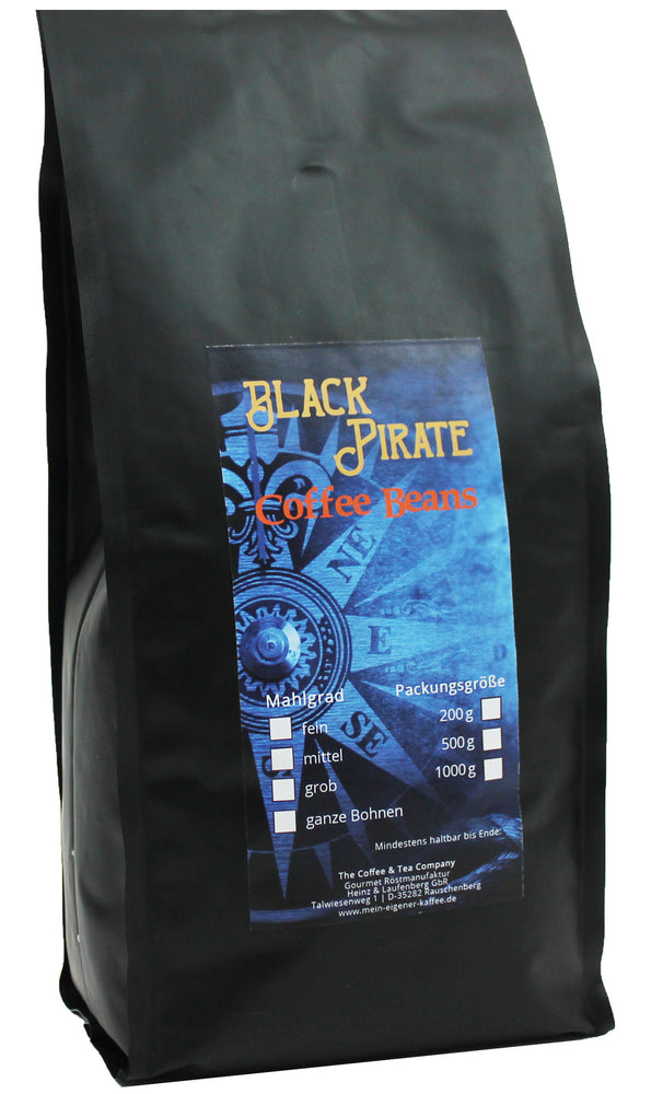 
                  
                    Black Pirate Coffee - Aromatisierter Kaffee mit echtem Jamaika Rum
                  
                