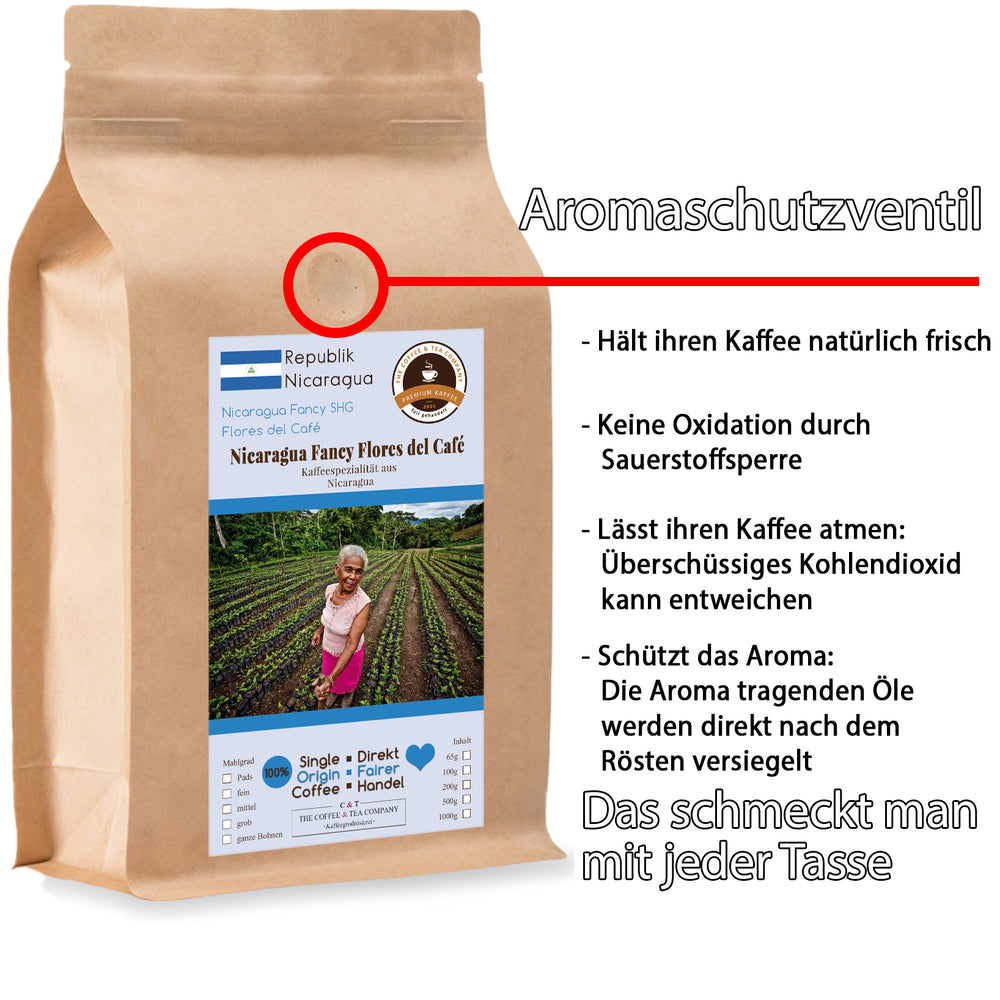 
                  
                    Kaffee Globetrotter - Kaffee Mit Herz - Nicaragua Fancy Flores del Café
                  
                