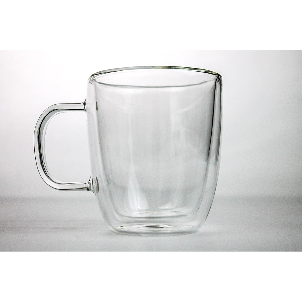 Tee-Kaffee Becher mit Henkel, doppelwandig Glas. 2er Set