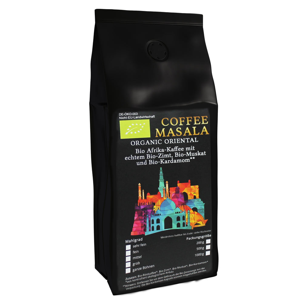 Coffee Masala - Bio Kaffee aus Afrika mit Bio-Zimtstange, Bio-Muskat und Bio-Kardamom