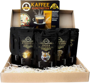 
                  
                    Kaffee Globetrotter Raritäten Box - "Seltene teure Kaffees" Geschenkset mit Info-Broschüre
                  
                