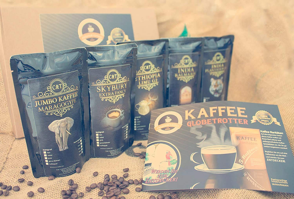 
                  
                    Kaffee Globetrotter Raritäten Box - "Seltene teure Kaffees" Geschenkset mit Info-Broschüre
                  
                